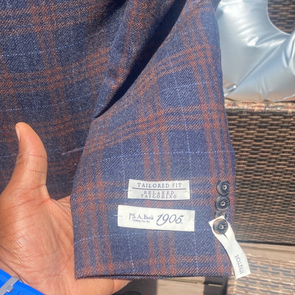 Jos. A. Bank Navy and Brown Plaid Sport Coat - Picture 4 of 7